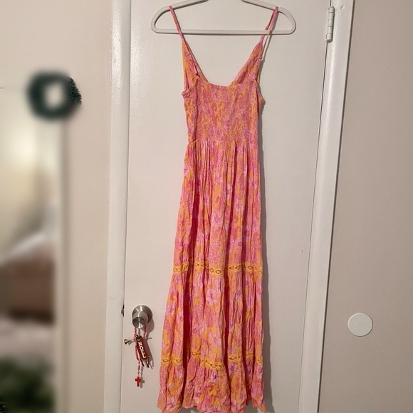 Floral Pink and Orange Maxi Dress - Picture 9 of 9